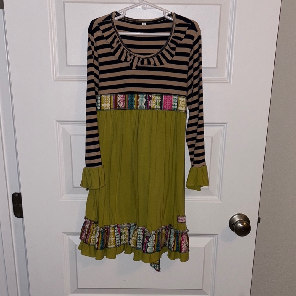 Striped and Patterned Kids Dress With Matching Pants